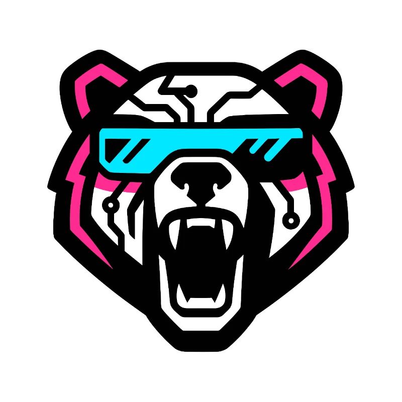 Cyber bear with neon visor
