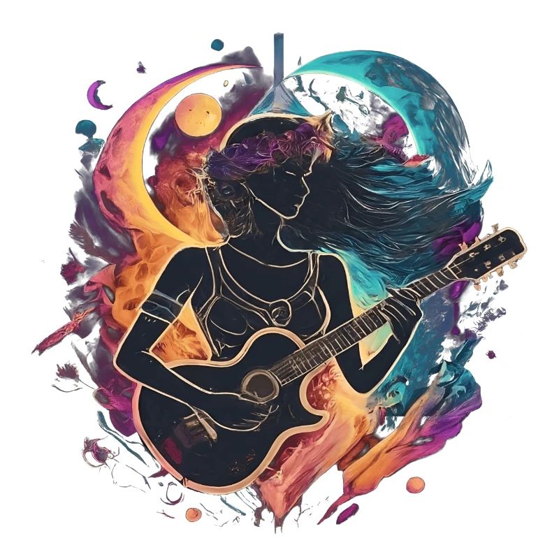 Illustration d’art de guitariste céleste
