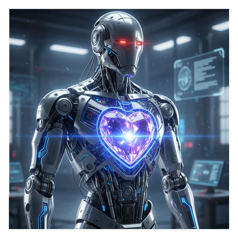 Futuristic robot with light effect