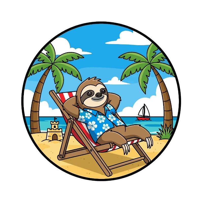 Cool Sloth Beach Vacation Summer Vibes