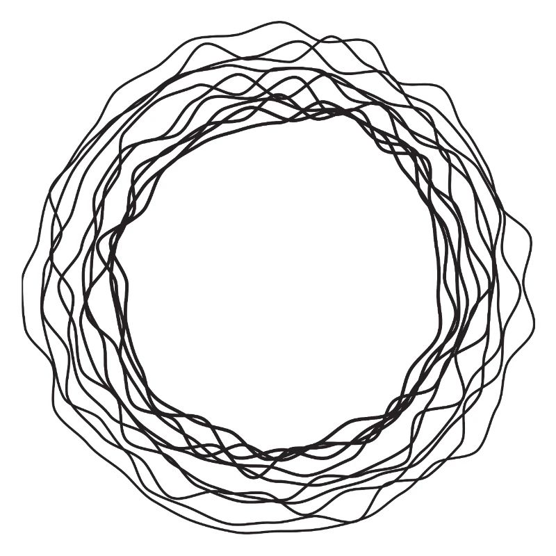 Tangled Wreath Circular Line Art