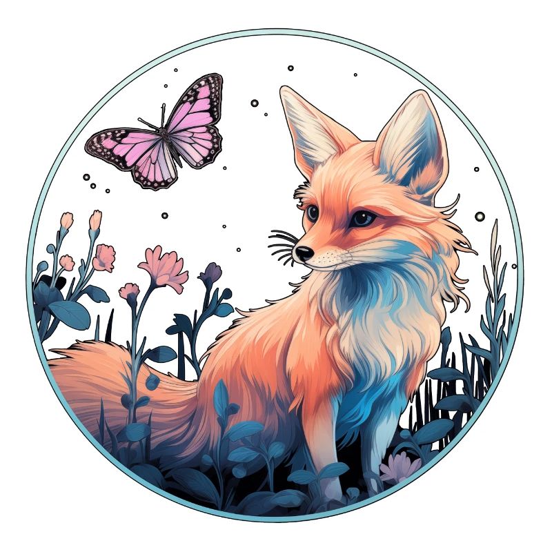 Renard avec papillon