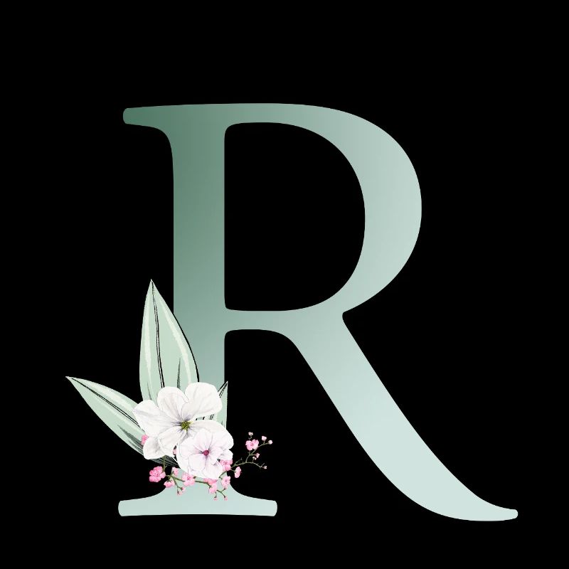 R Monogram, Floral, Personalizable