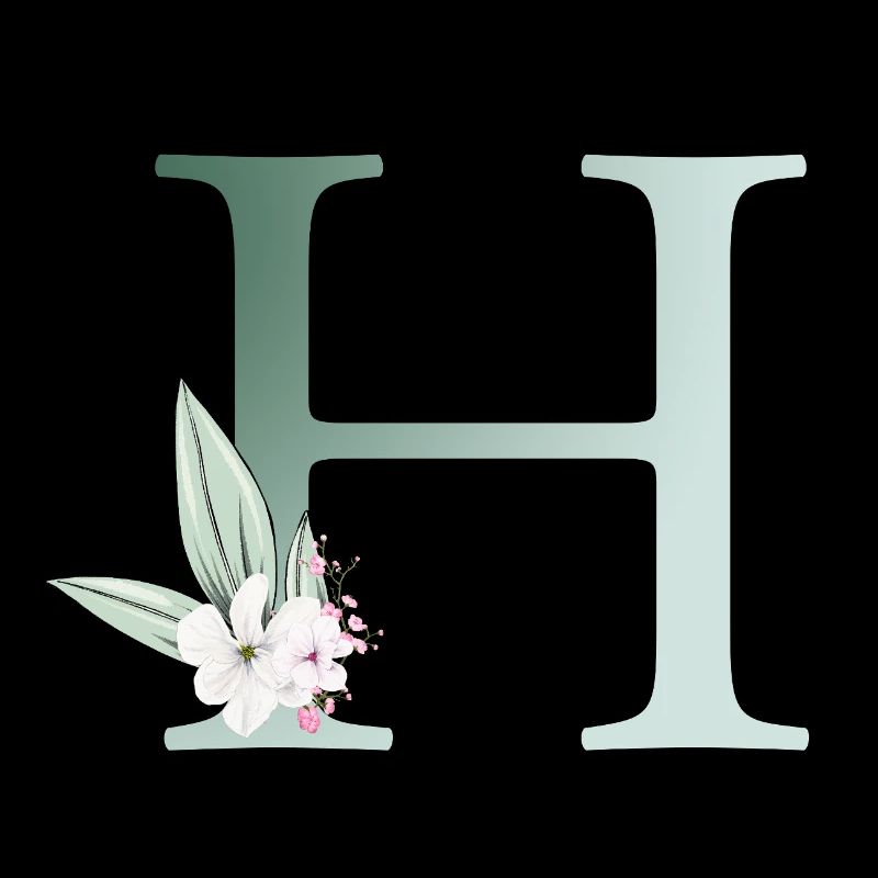 H Monogramm, Floral, personalisierbar