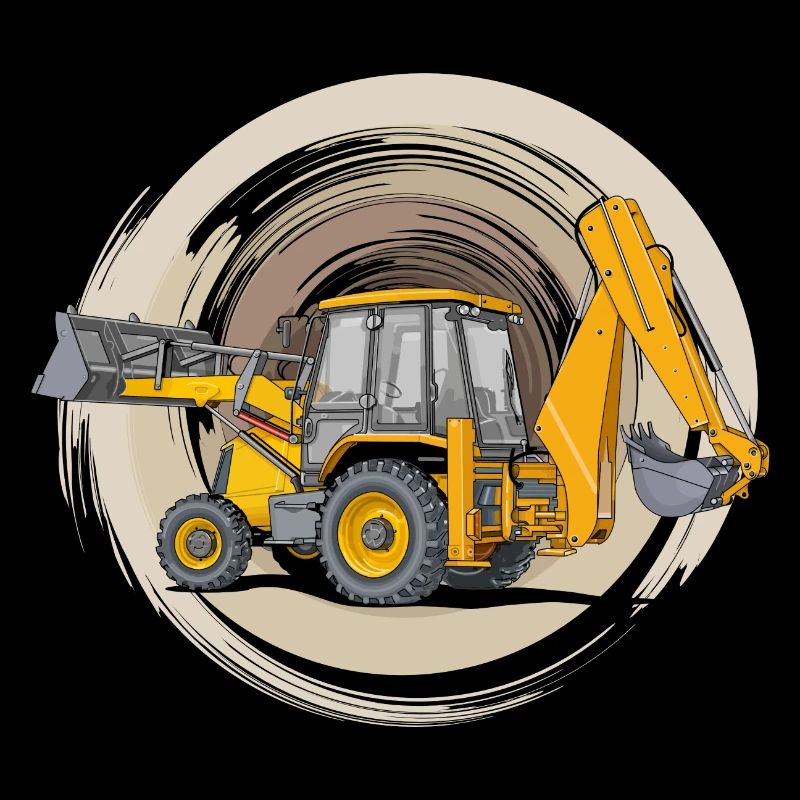 Tractor with loader bucket and excavator attachment
