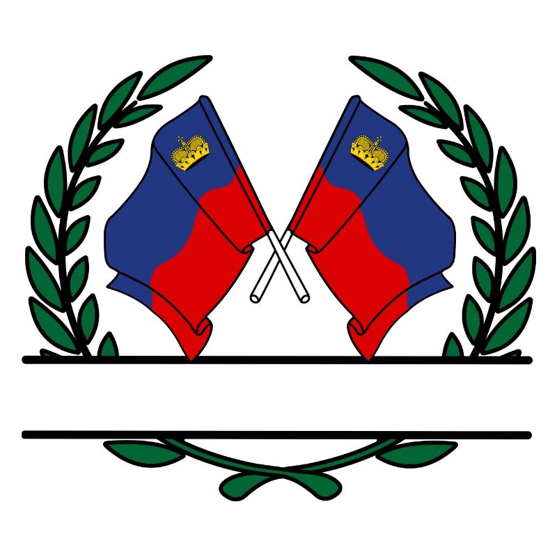 Drapeaux Liechtenstein couronne de laurier bannière