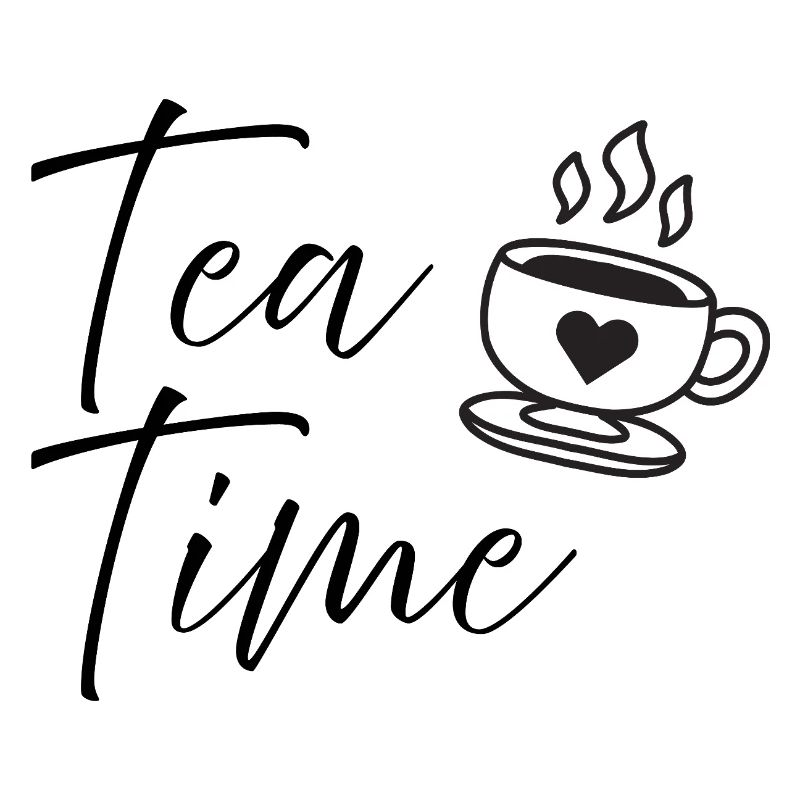 Tea Time Script Quote Cute Coffee Cup Design