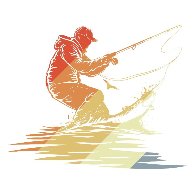 Pêche Graphique Style Rétro