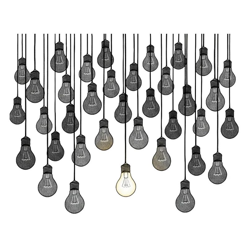 Grey bulb array with unique brightness