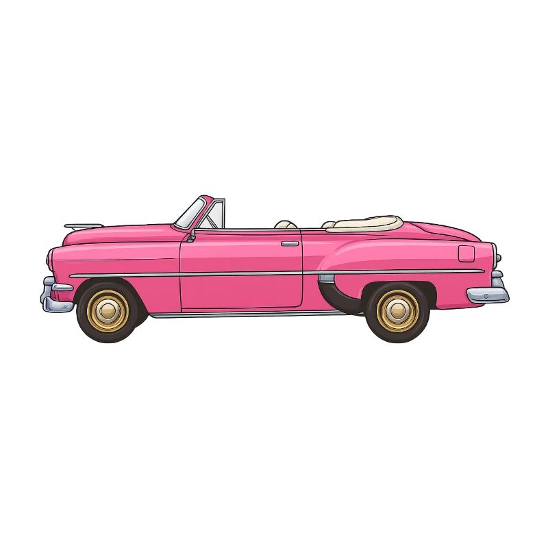 Retro Vintage Pink Cabrio Auto