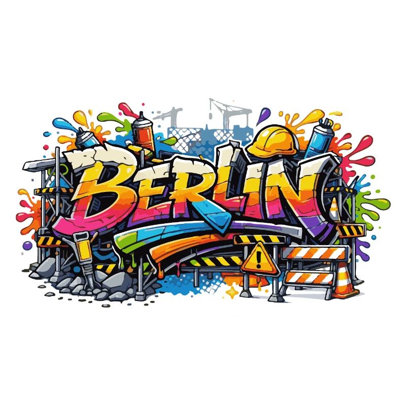 Berlin Graffiti Construction Site Style with Color Effects