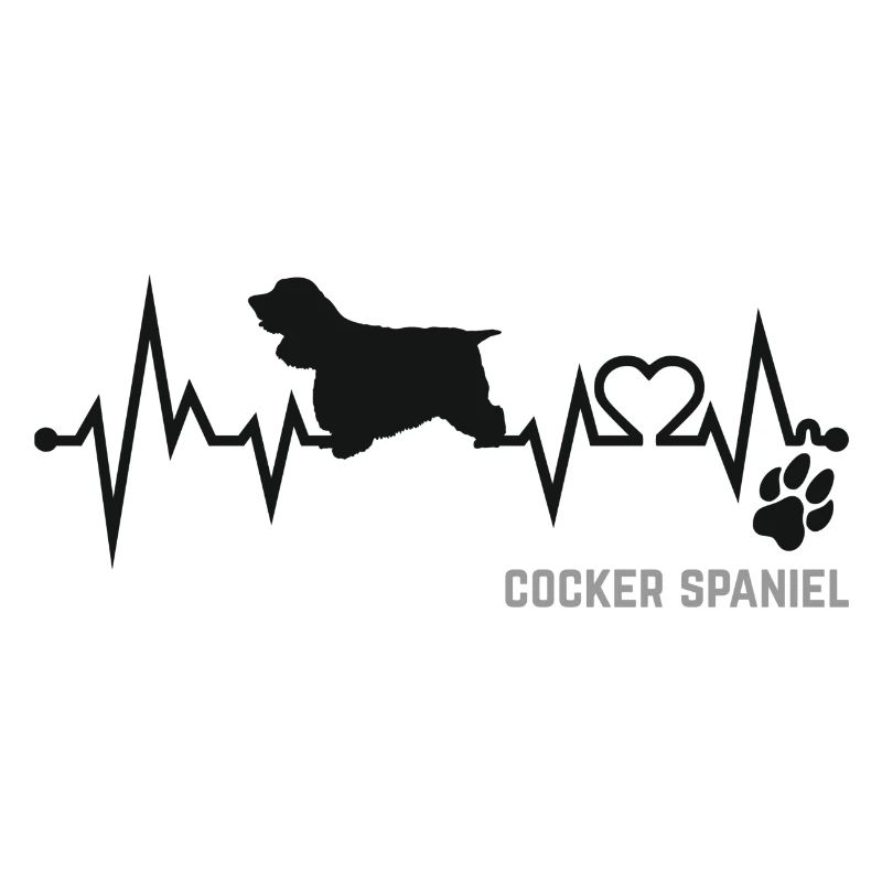 Cocker Spaniel Heartbeat Pulse ECG Dog Gift