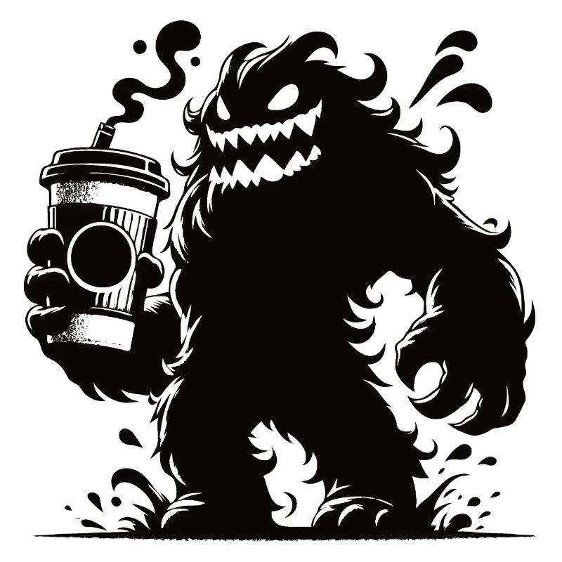 Funny Coffee Monster Comic Design