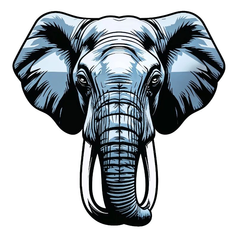Blue Elephant Head Vector