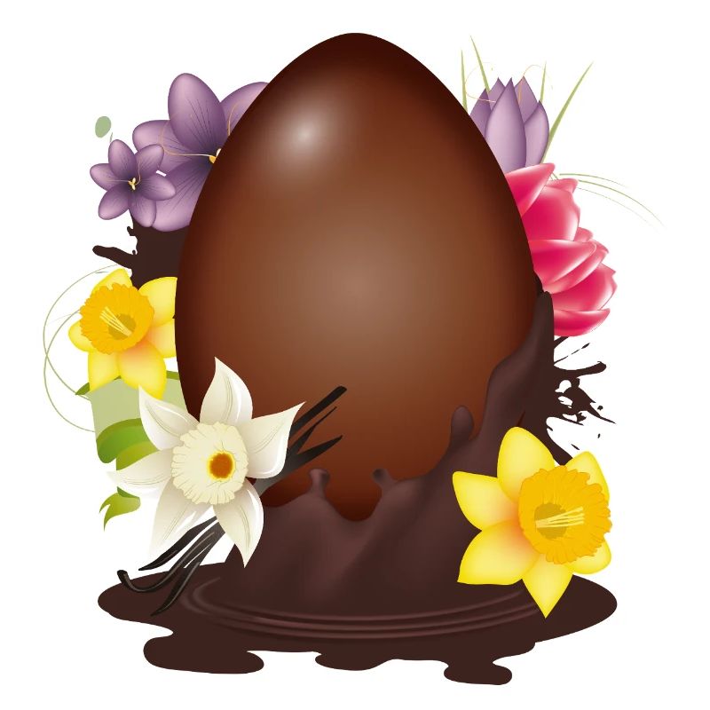Œuf de Pâques en chocolat avec fleurs et vanille