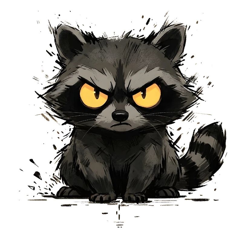 Raccoon - Grumpy & Bold Trash Panda