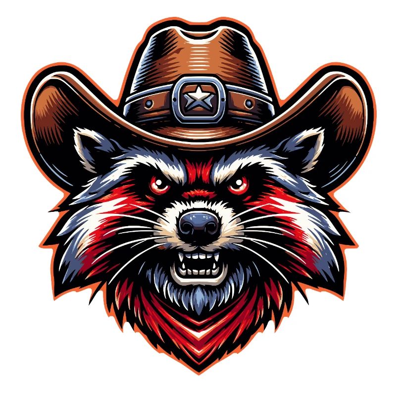 Waschbär mit Cowboyhut in Comic Style