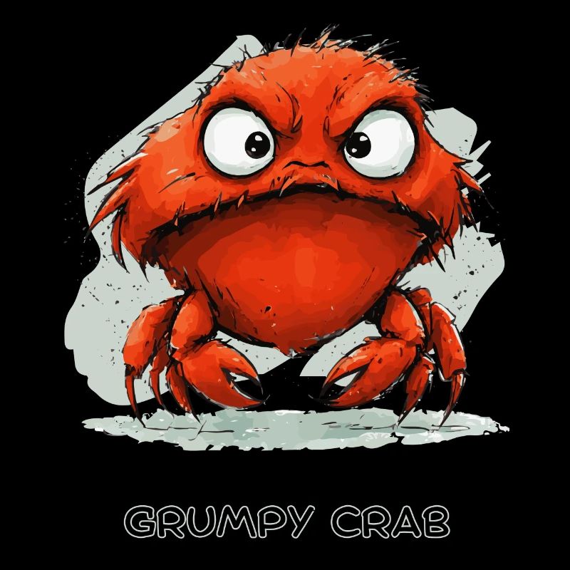 Grumpy Crab - Mürrische Cartoon Krabbe Design