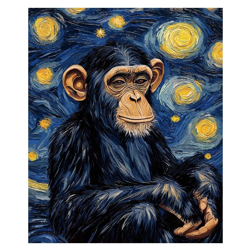 Monkey Chimpanzee Van Gogh Style Starry