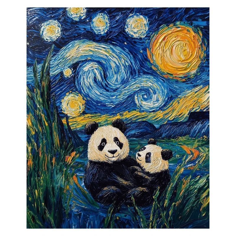 Panda Bear Van Gogh Style Starry Night
