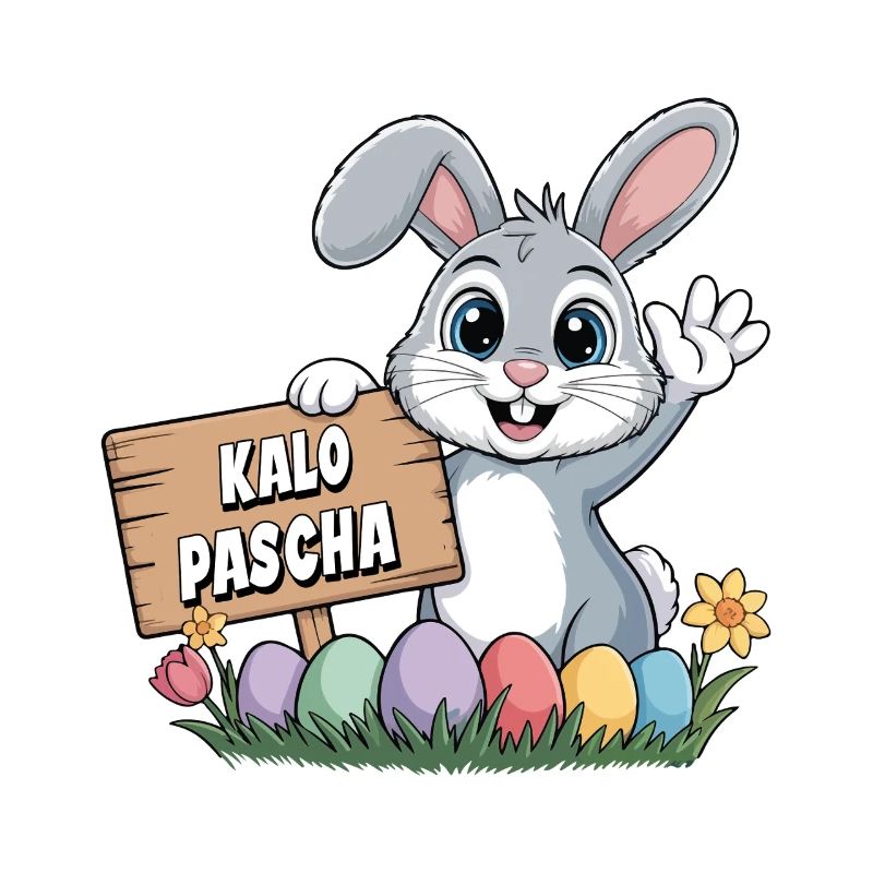 Kalo Pascha Easter Rabbit Greek Easter