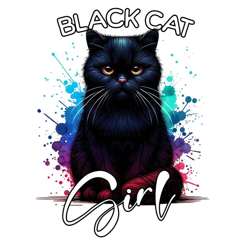 Grumpy Black Cat Mädchen Schwarze Katze