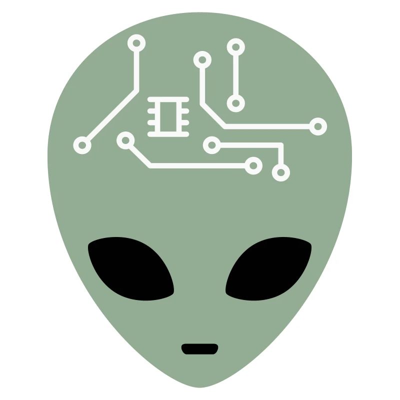 Alien Head with Circuits (three colours)