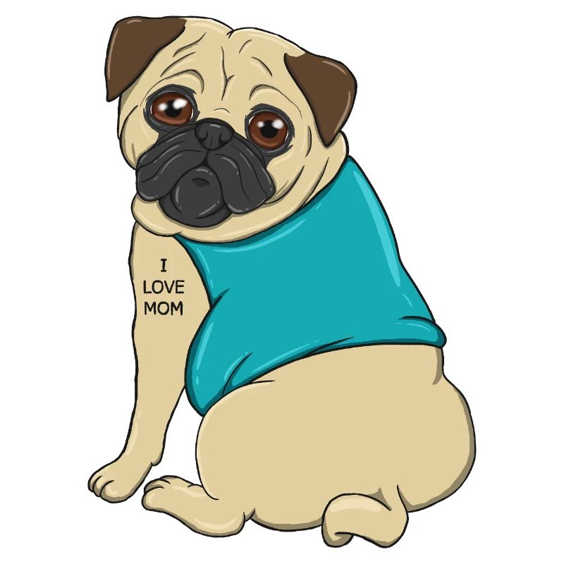 Süßes Mopshund-Tattoo Ich liebe Mama Muttertagsgeschenk
