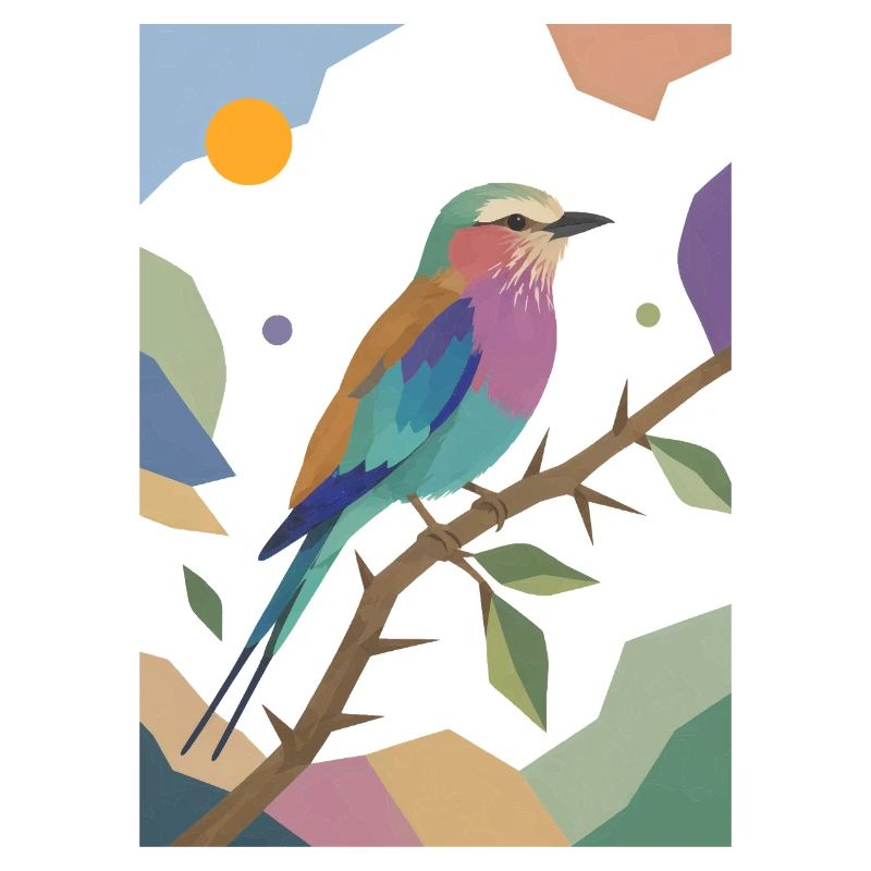 Bunter Vogel Fliederbrustwalze Design 