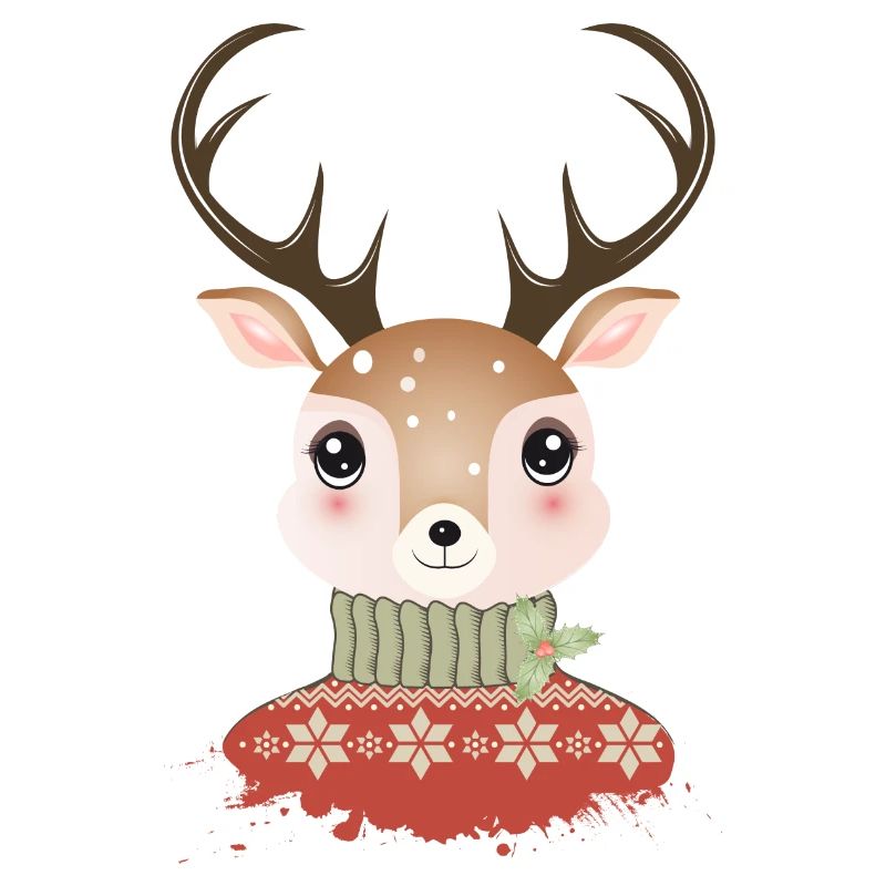 cerf chic mignon avec pull de Noël