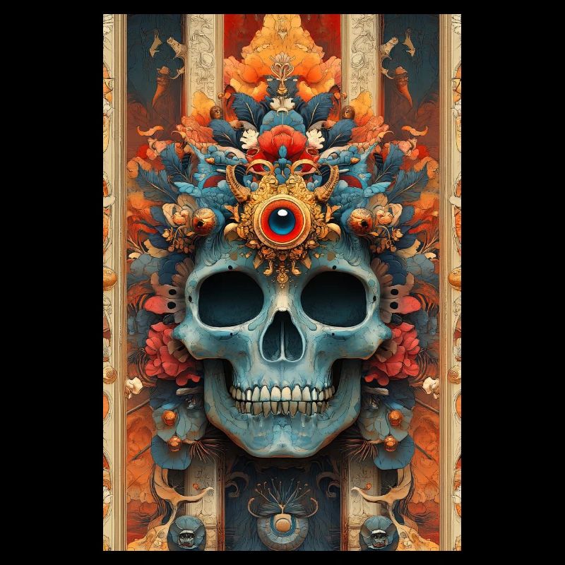 Flower Crown Skull with Third Eye