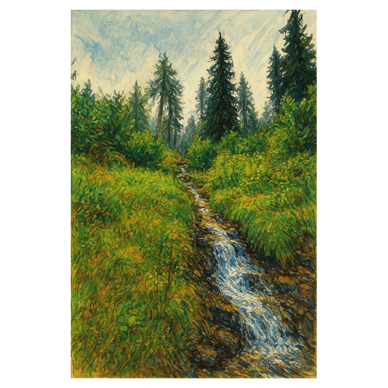 Sketchart Landschaft mit Bächlein in der Schweiz