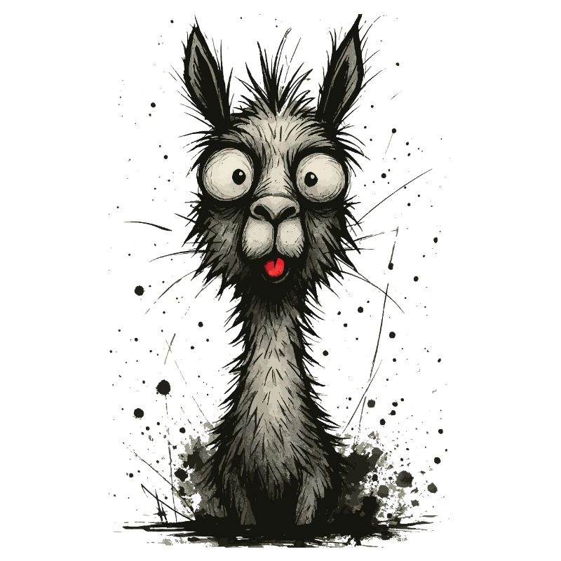 Lustiges Lama mit Zunge – Comic Splash