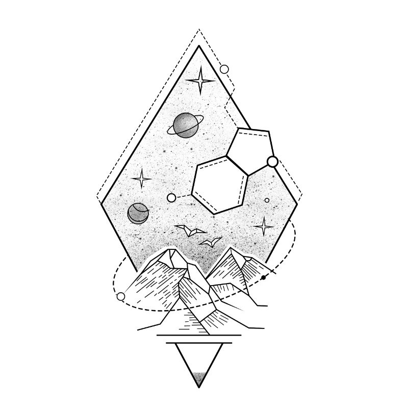Mountains in space in diamonds and planets