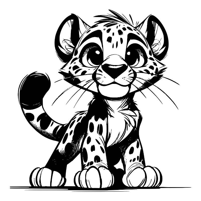 Kinder Zeichnung Leopard mit Schmuseblick
