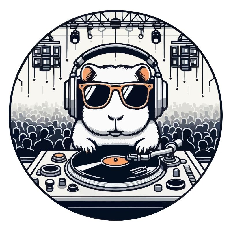 DJ Guinea Pig at a techno 🐹🎧🔥 party