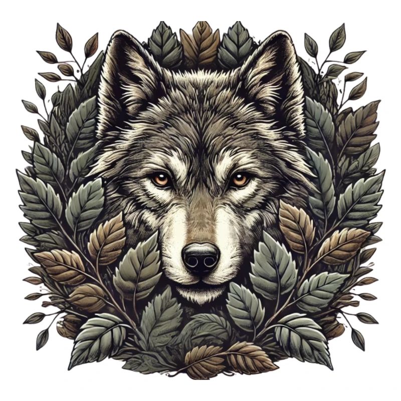 Mysterious wolf in the forest