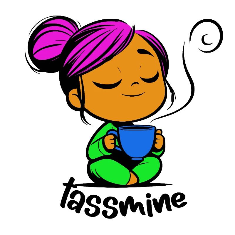 Tassmine enspannt mit einer Tasse Tee oder Kaffee