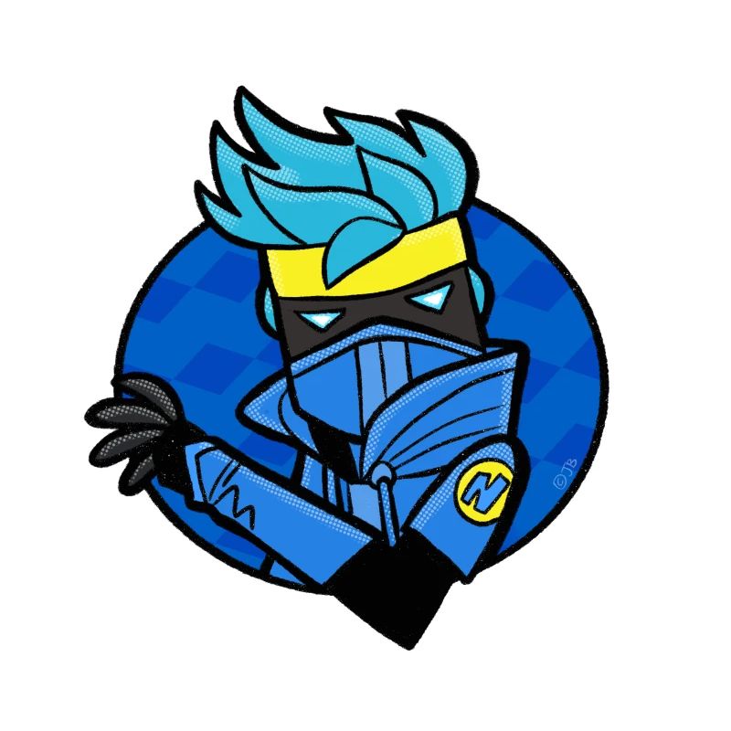 Ein blauer Ninja-Charakter