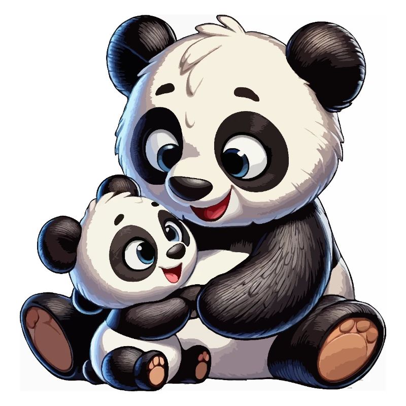 Panda-Mutter mit Kind