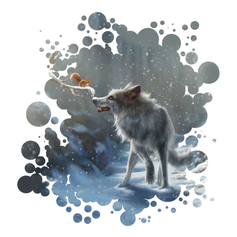 Wolf Eichhörnchen Winter