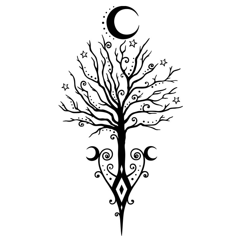 Tree Moon Night Stars Moon Tree