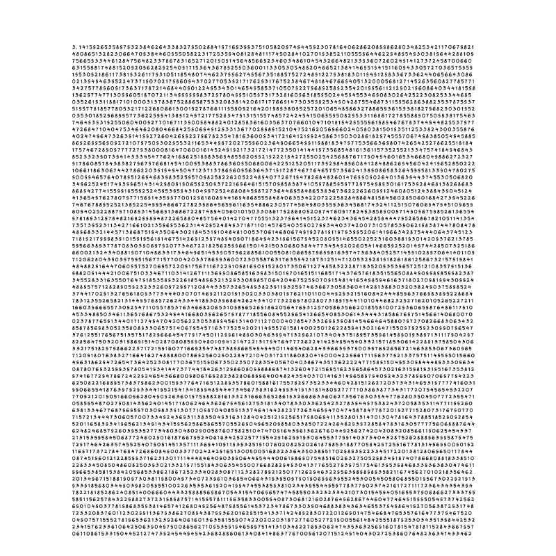 Pi over 1000 digits - nerd mathematician gift