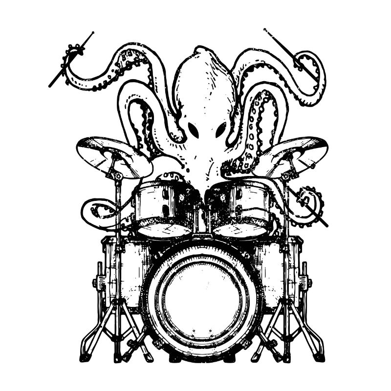 Drummer octopus - percussion octopus gift