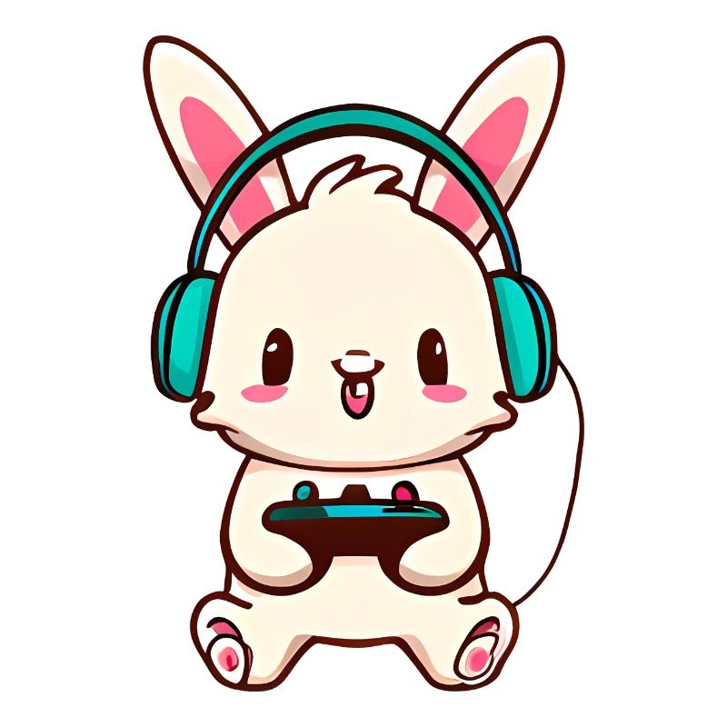 00245 Hase mit Kopfhörer und Controller