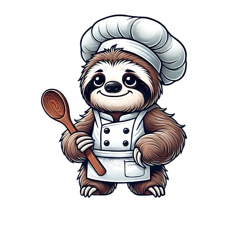 Cute Sloth Chef Chef Kitchen Cooking
