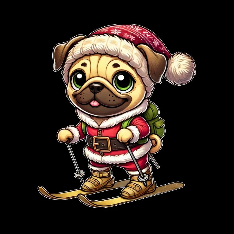 Carlin sur les skis Noël