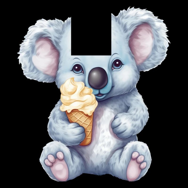 Süßer Comic Koala mit Vanille Softeis