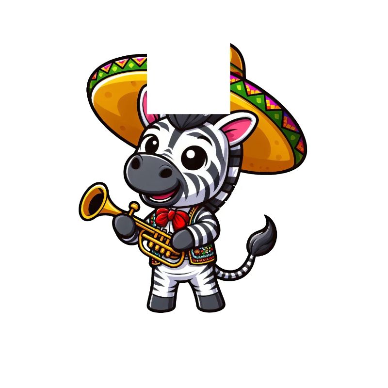 Cinco de Mayo Zebra: Trompeter in Schwarz-Weiß