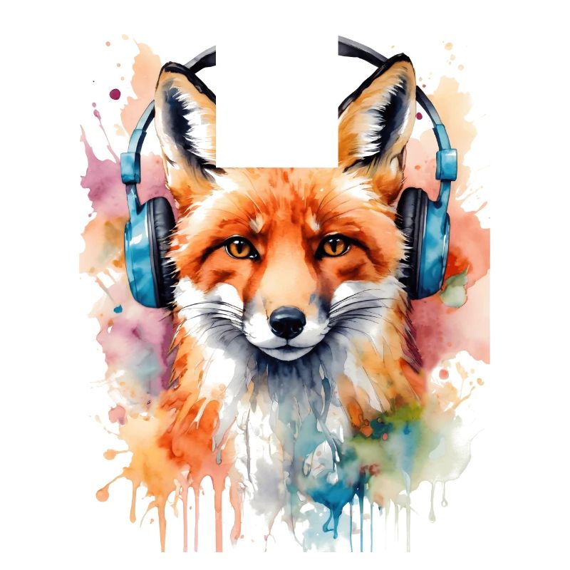 Fuchs Kopfhörer Musik Bunt Tier Design Print